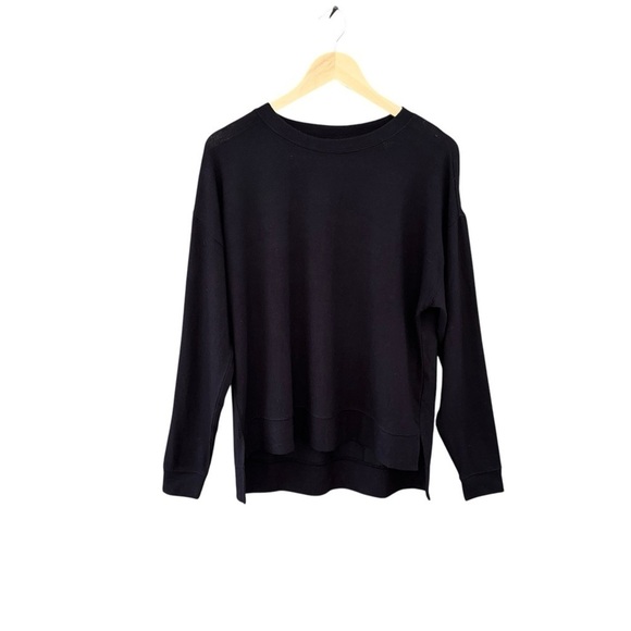 NEW BP Casual Long Sleeve Minimalist Crewneck Sweatshirt Top Sze M Black Chic - Picture 1 of 14